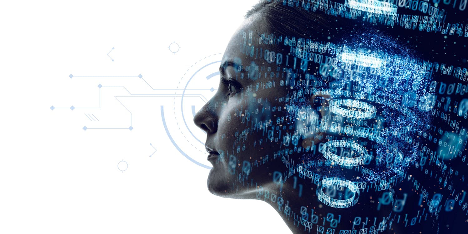 il volto di una donna con dei numeri