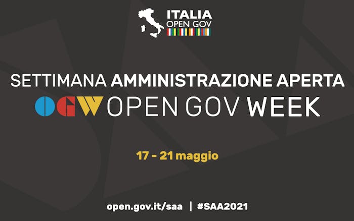 la locandina della settimana dell'amministrazione aperta 2021
