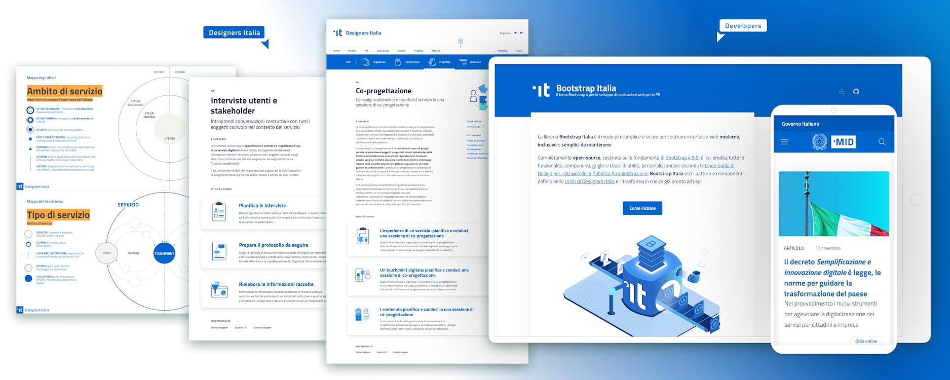 screenshot desktop e mobile di siti developers e designers italia