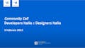 slide introduttiva community call Developers Italia e Designers Italia