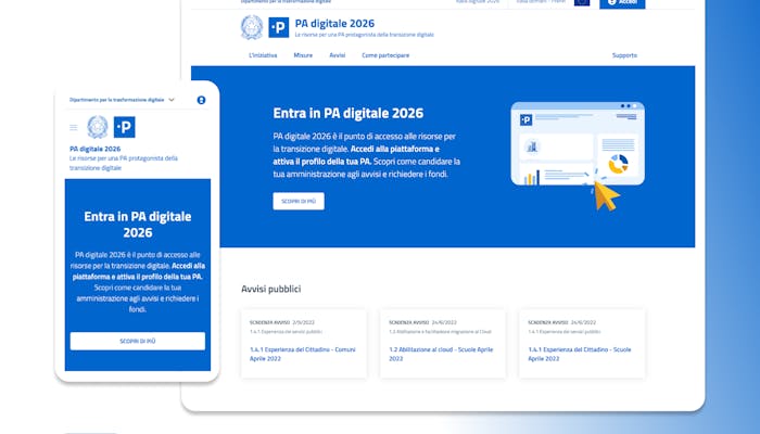 screenshot destktop e mobile del sito padigitale.gov.it