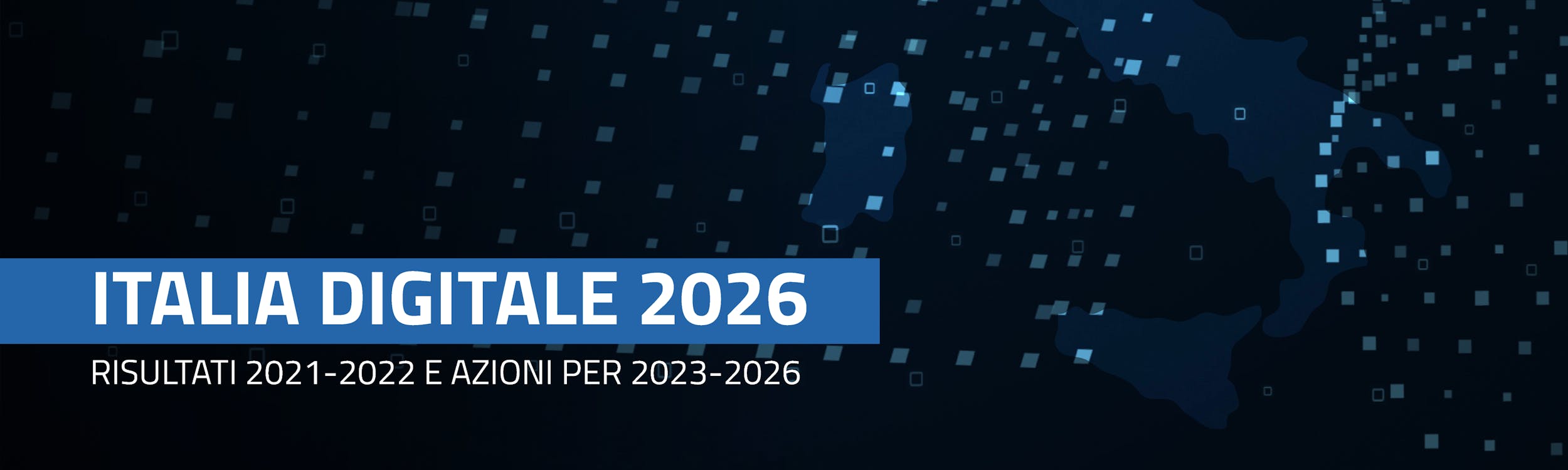la copertina della relazione Italia digitale 2026 con l'immagine di un'Italia pixelata