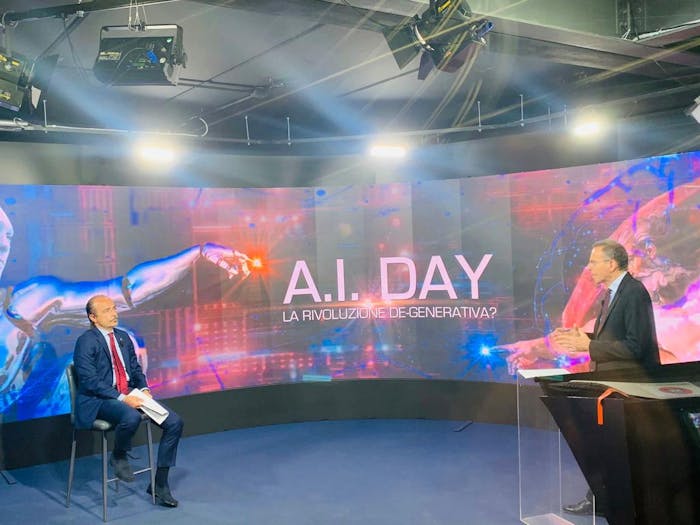 il Sottosegretario Butti negli studi di class cnbc intervistato sul tema dell'intelligenza artificiale