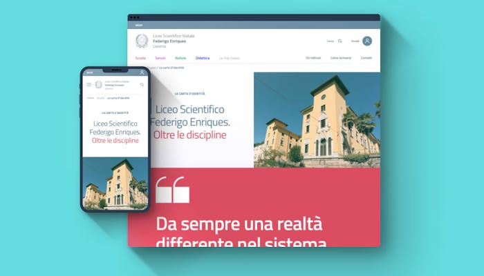 schermate esemplificative del modello scuole progettato da Designers Italia