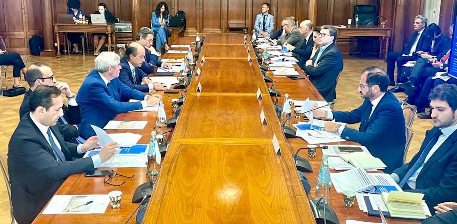 I partecipanti al Comitato interministeriale per la transizione digitale al tavolo di lavoro