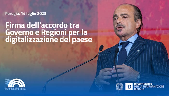 Foto sottosegretario Alessio Butti all'intevento per la firma dell'accordo Governo-Regioni