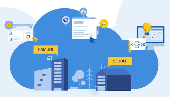 Una grafica di Comuni e Scuole in cloud