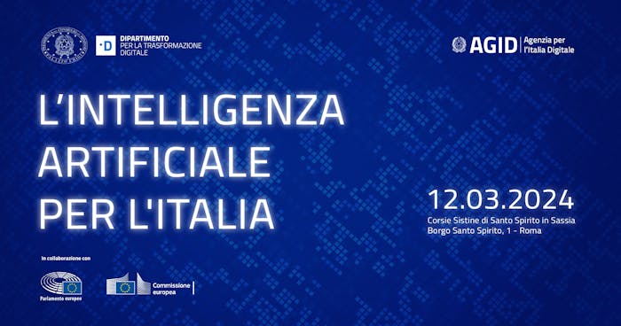 una locandina con la scritto "l'intelligenza artificiale per l'italia"