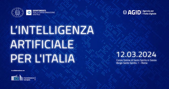 Card generica con titolo evento L'intelligenza artificiale per l'Italia e data 12 marzo 2024