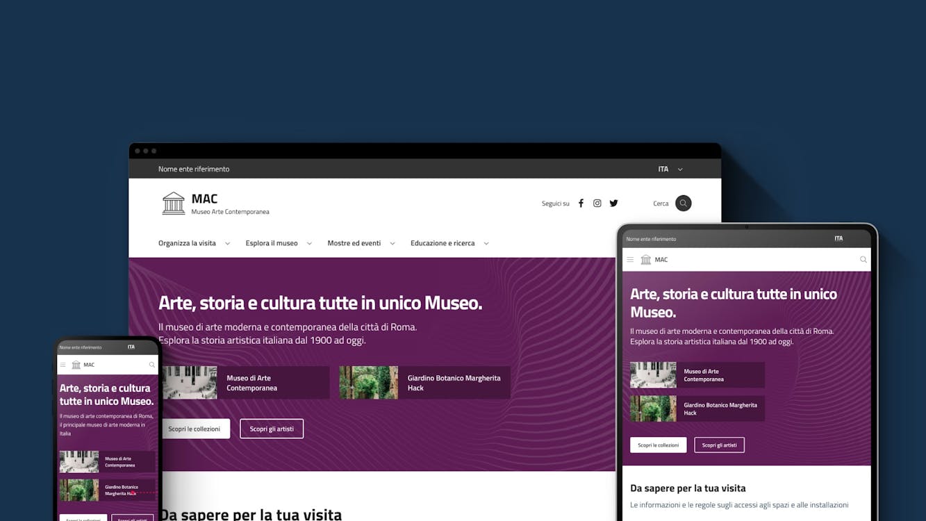 degli screenshot del modello per i musei civici