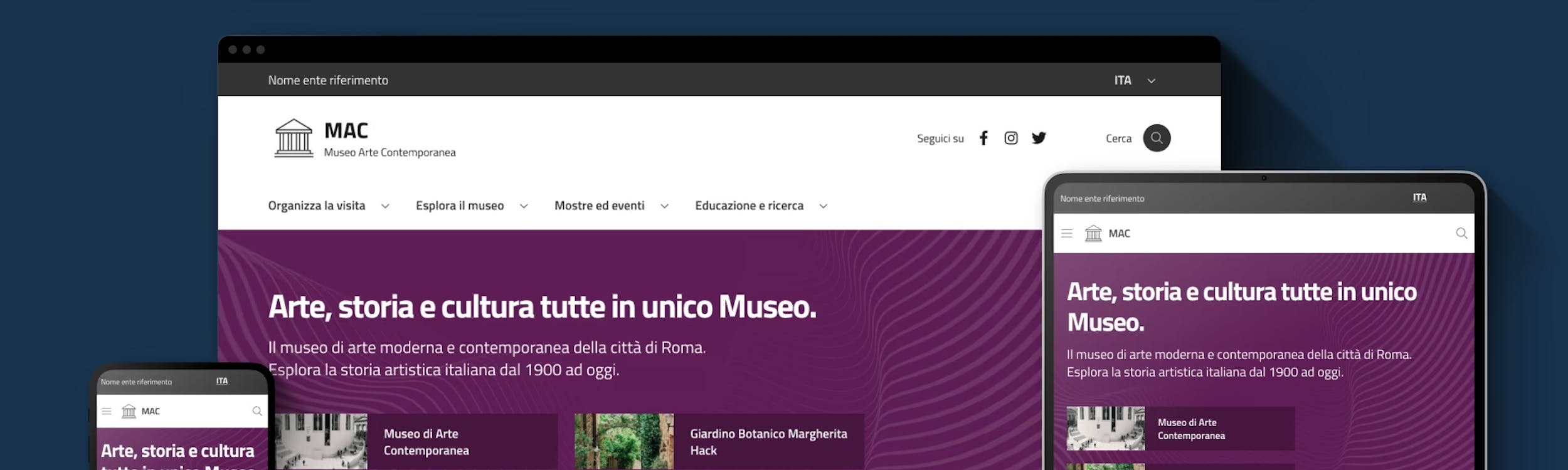 degli screenshot del modello per i musei civici